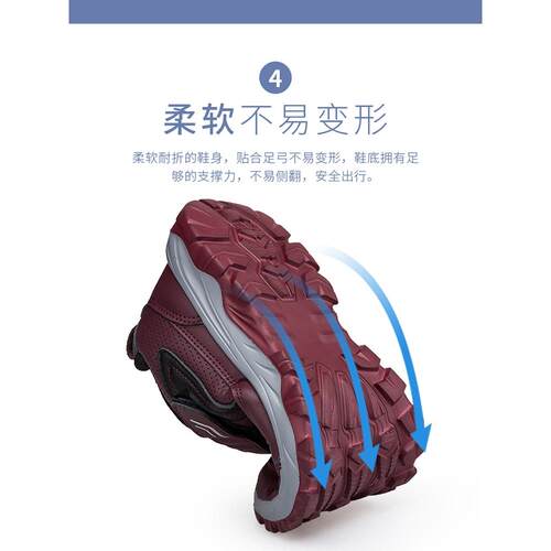 老人鞋男士春秋季透气皮面防水爸爸鞋中老年舒适不累脚健步运动鞋 - 图3