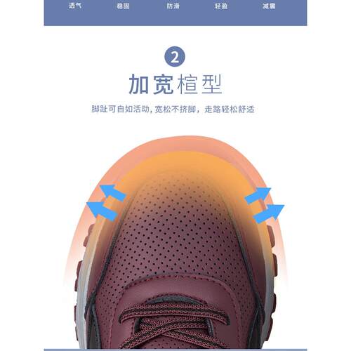老人鞋男士春秋季透气皮面防水爸爸鞋中老年舒适不累脚健步运动鞋 - 图1