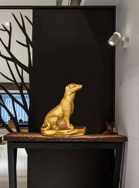 铜狗摆件纯铜生肖狗戌狗金狗旺财西北补角客厅办公书桌装饰工艺品