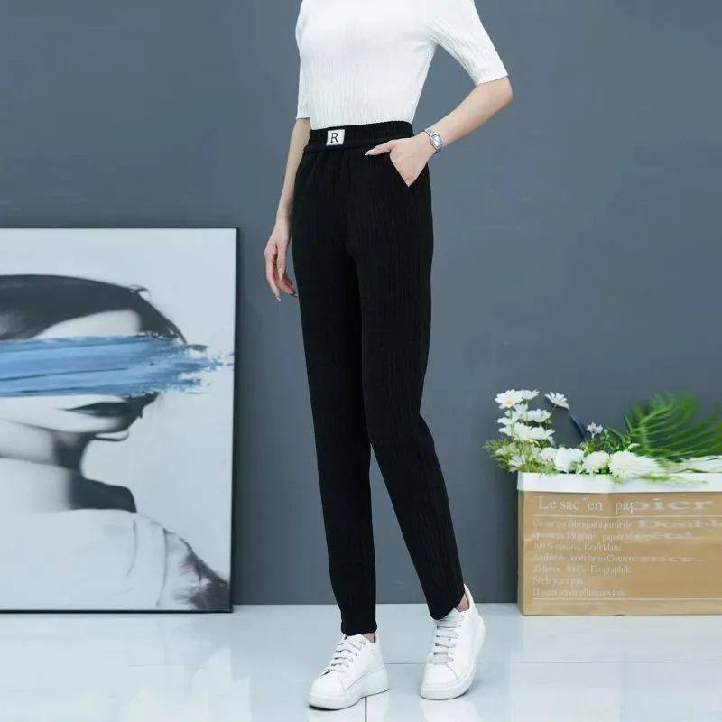 雪尼尔哈伦裤女2025秋季新款高腰显瘦萝卜裤休闲百搭修身小脚裤子,淘宝优惠券,粉丝福利购,淘宝优惠卷