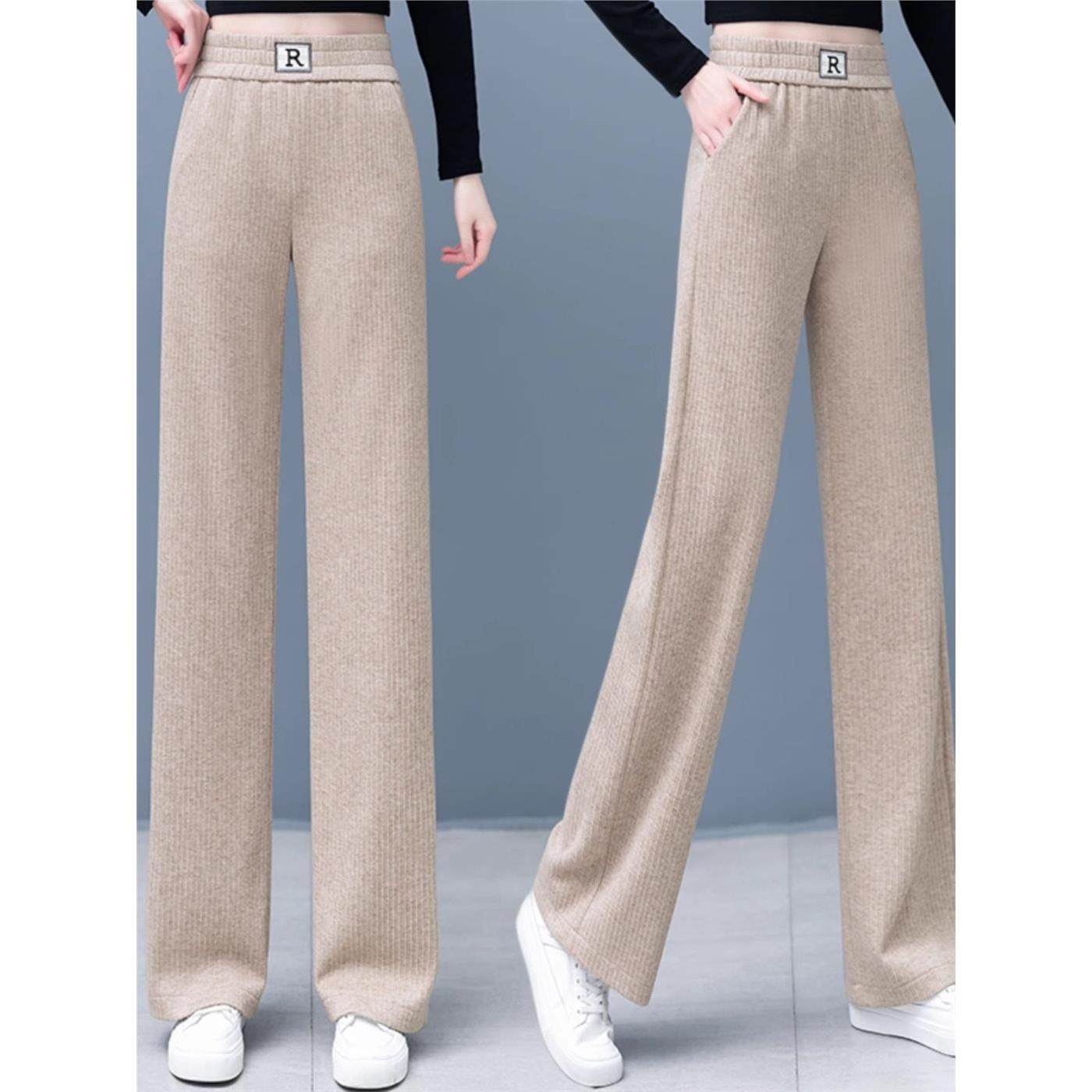 燕麦色阔腿裤女秋冬加绒慵懒松弛感裤子2025新款显瘦秋季直筒裤子,淘宝优惠券,粉丝福利购,淘宝优惠卷