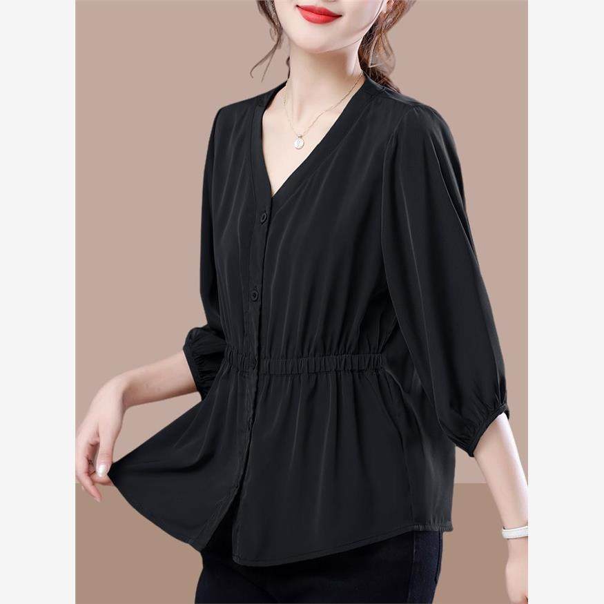 Ladies shirt loose waisted shirt chiffon shirt