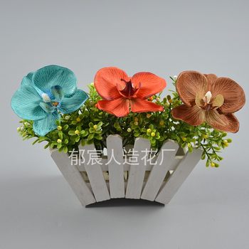 Patterned Phalaenopsis Flowers Decoration Home Simulation Flowers Table Coffee Table TV Cabinet Display Silk Flowers Wedding