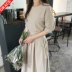 2019 phổ biến váy retro mùa hè Yamamoto qua đầu gối là rất bất tử Pháp platy ăn mặc nhỏ cotton tươi và váy lanh - Sản phẩm HOT