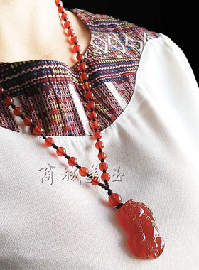 红玛瑙貔貅情侣项链坠