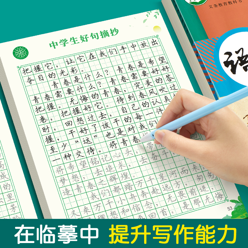 初中好词好句高中字帖练字帖本作文素材积累大全每日优美句子正楷书钢笔专用临摹语文硬笔书法初一小升初上册下册七年级八九年级-图1