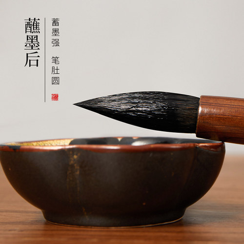 六品堂特制纯狼毫毛笔大师手造初学者入门成人小学生国画书法练字专用楷行草书大中小号精品湖笔专业级套装 - 图2