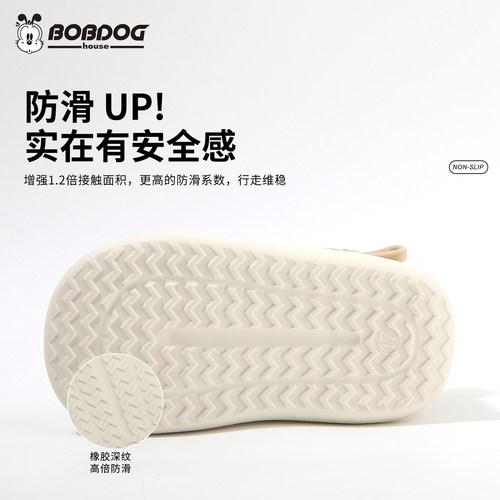 巴布豆House男女童学步鞋1-4岁加绒雪地靴皮面棉鞋保暖宝宝运动鞋 - 图2