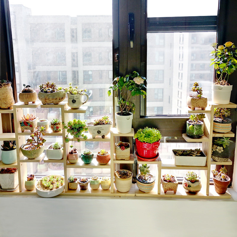 实木花架置物架阳台多肉小架子多层窗台超窄室内客厅简约现代中式,淘宝优惠券,粉丝福利购,淘宝优惠卷