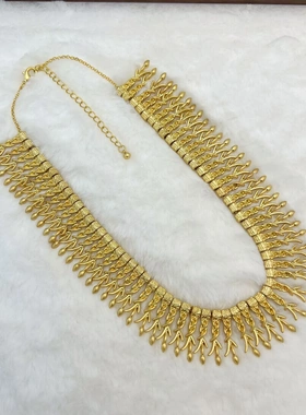 中古vintage 真金电镀复古合金重工女士项链