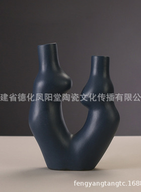 SuMai北欧ins人体艺术陶瓷花瓶摆件创意工艺品色釉干花插家居跨境