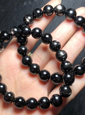 天然古埃及金运石单圈手链十字眼星光猫眼黑银线男士女款水晶手串