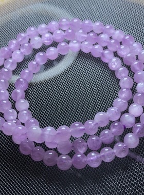 天然冰种猫眼紫锂辉石三圈佛珠手链多圈手串薰衣草粉紫色水晶皇后