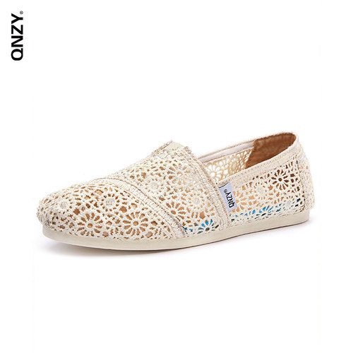 QNZY2023新款夏季布鞋女镂空透气一脚蹬百搭老北京套脚平底帆布鞋