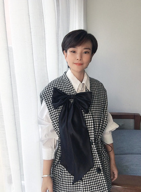 黑色白色大蝴蝶结胸针夸张女
