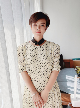 蝴蝶结黑色遮疤项链真丝