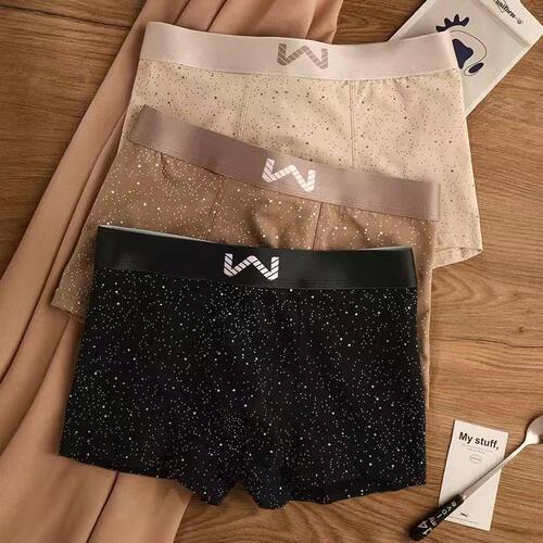 男士内裤平角裤冰丝无痕宽松大码夏季薄款透气潮流个性四角短裤头 - 图3