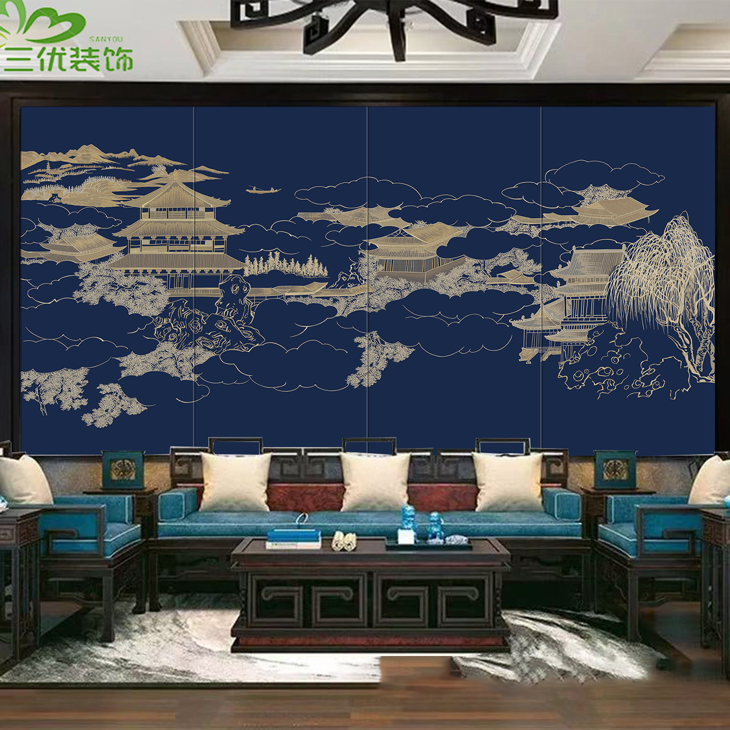 中式客厅电视沙发床头卧室酒店玄关刺绣硬包背景墙宋氏硬包打印画,淘宝优惠券,粉丝福利购,淘宝优惠卷