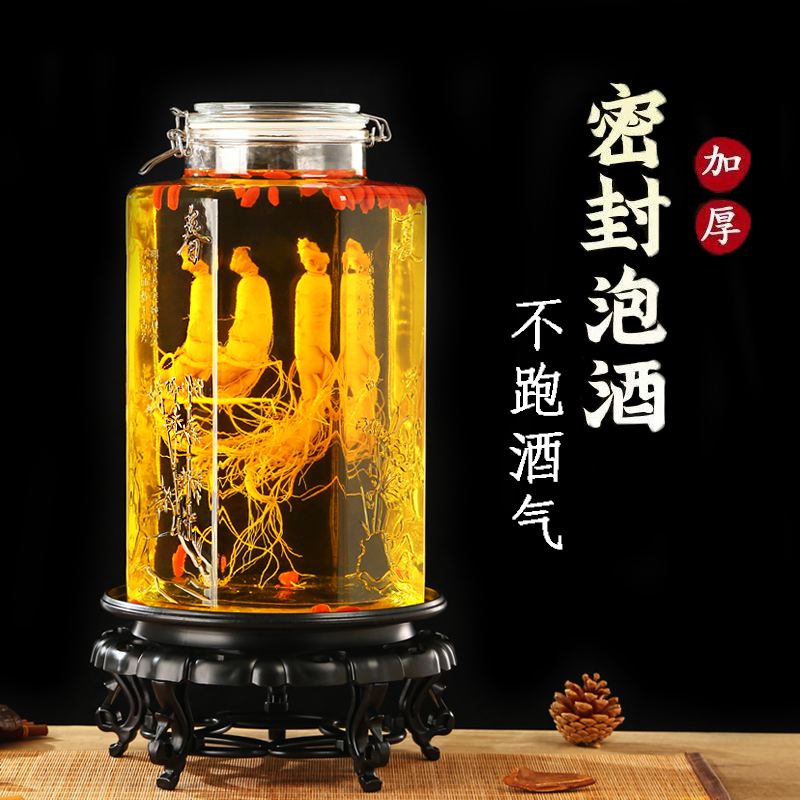 Glass wine bottle 5 catties 10 catties lead-free household wine bottle with faucet sealed wine jar brewing wine jar wine pot
