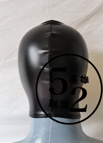 52英雄联盟  PU皮 黑色网眼 开嘴 短款拼接头套定制 无拉链 - 图1