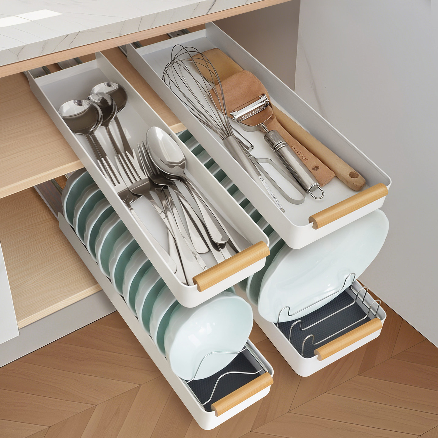 勺子铲子置物架抽拉式橱柜内抽屉式拉篮厨房极窄柜刀叉勺收纳架子,淘宝优惠券,粉丝福利购,淘宝优惠卷