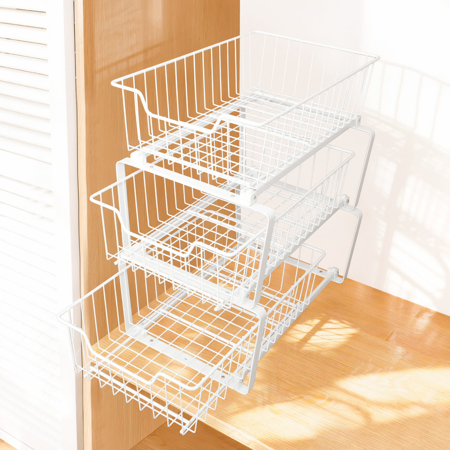 衣柜收纳抽屉拉篮免打孔金属网篮衣帽间内置改造滑轨分层抽拉隔板,淘宝优惠券,粉丝福利购,淘宝优惠卷