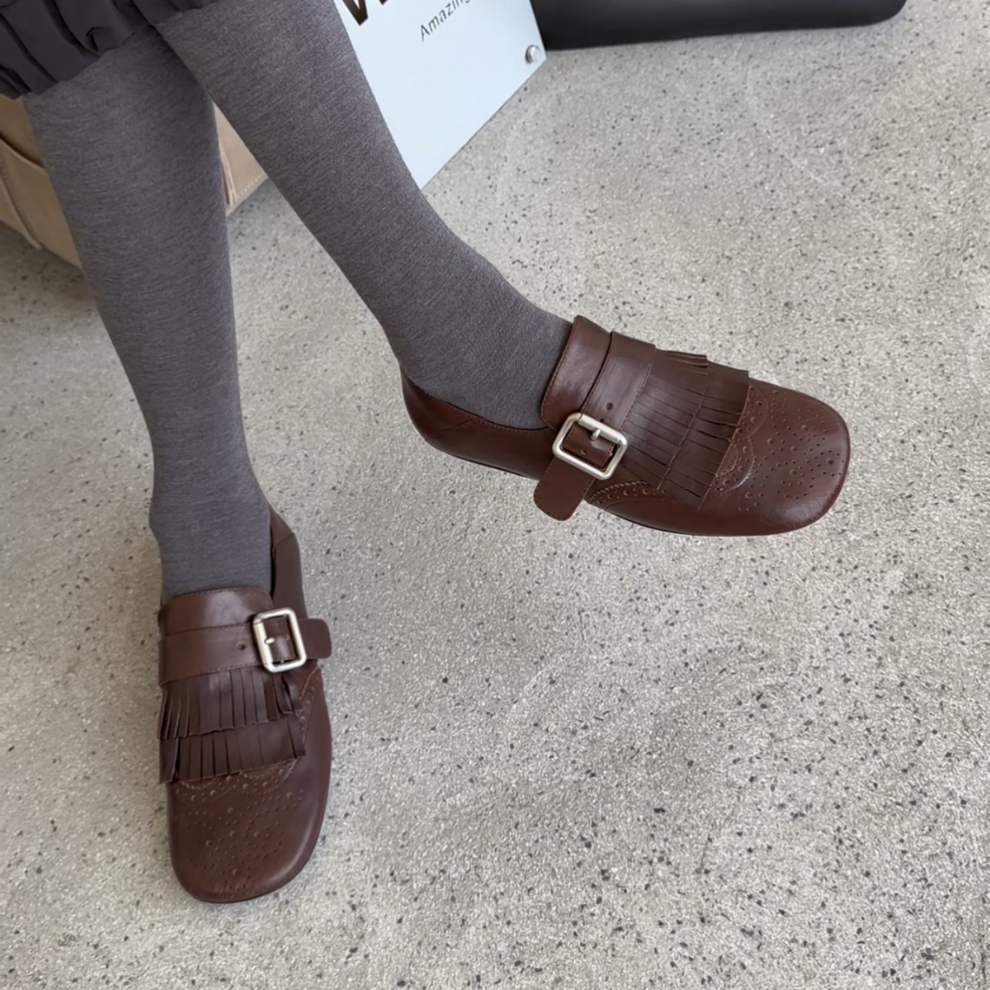 WM6欧货欧洲站2026春季新款英伦风流苏小皮鞋平底单鞋一脚蹬女鞋,淘宝优惠券,粉丝福利购,淘宝优惠卷