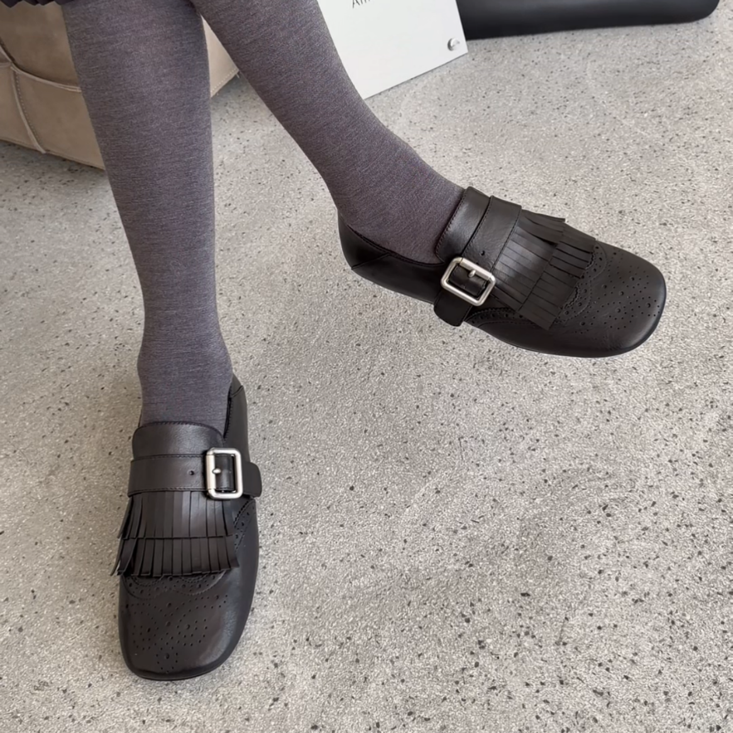 WM6欧货欧洲站2026春季新款英伦风流苏小皮鞋平底单鞋一脚蹬女鞋,淘宝优惠券,粉丝福利购,淘宝优惠卷