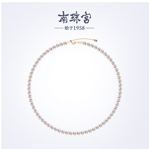 南珠宫夏凝 百搭简约淡水珍珠项链小米链轻奢礼物送女士礼盒X117D - 图3