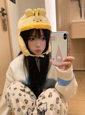 骑冬季黄色小蜜蜂雷锋帽