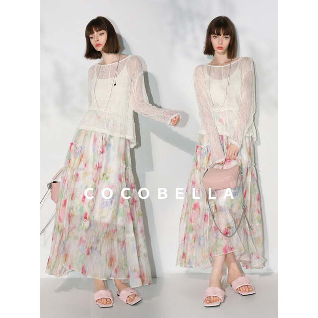 COCOBELLA Exquisite Hollow Micro-Perspective Knitted Sweater Women's Summer Lazy Wind Sunshade Lace Blouse TS0021