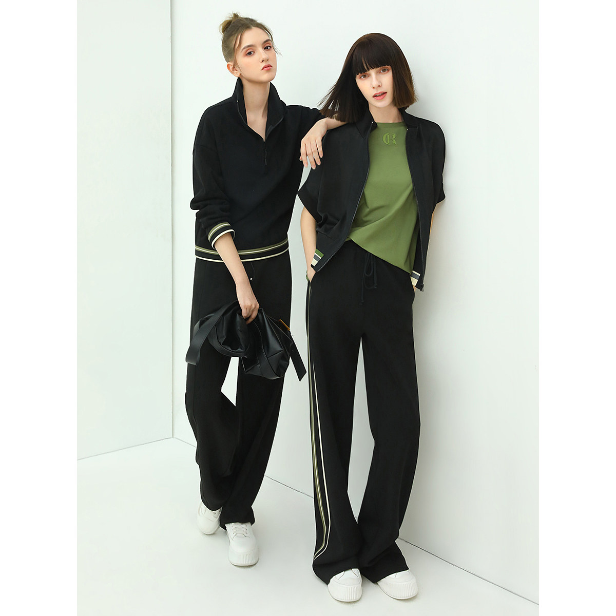 [断码清仓]COCOBELLA撞色拼接休闲裤宽松垂坠直筒裤通勤长裤PA111,淘宝优惠券,粉丝福利购,淘宝优惠卷