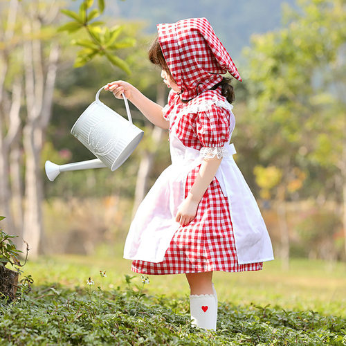六一儿童节小红帽亲子服装乡村农庄女孩格子裙庄园女仆园艺师装 - 图2