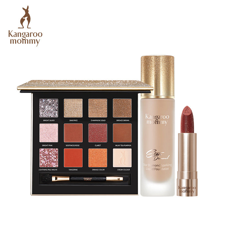 袋鼠妈妈孕妇套装怀孕期眼影口红 袋鼠妈妈孕产妇彩妆套装