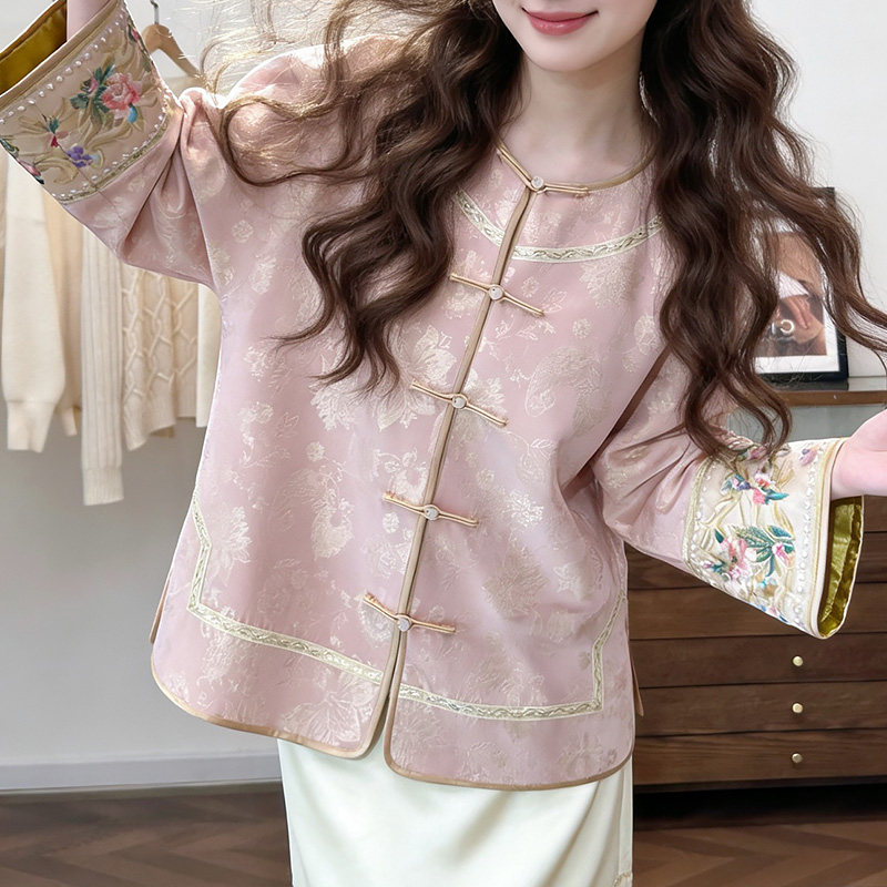 国风刺绣上衣2026春季薄款新中式穿搭淑女气质复古小外搭罩衫开衫,淘宝优惠券,粉丝福利购,淘宝优惠卷