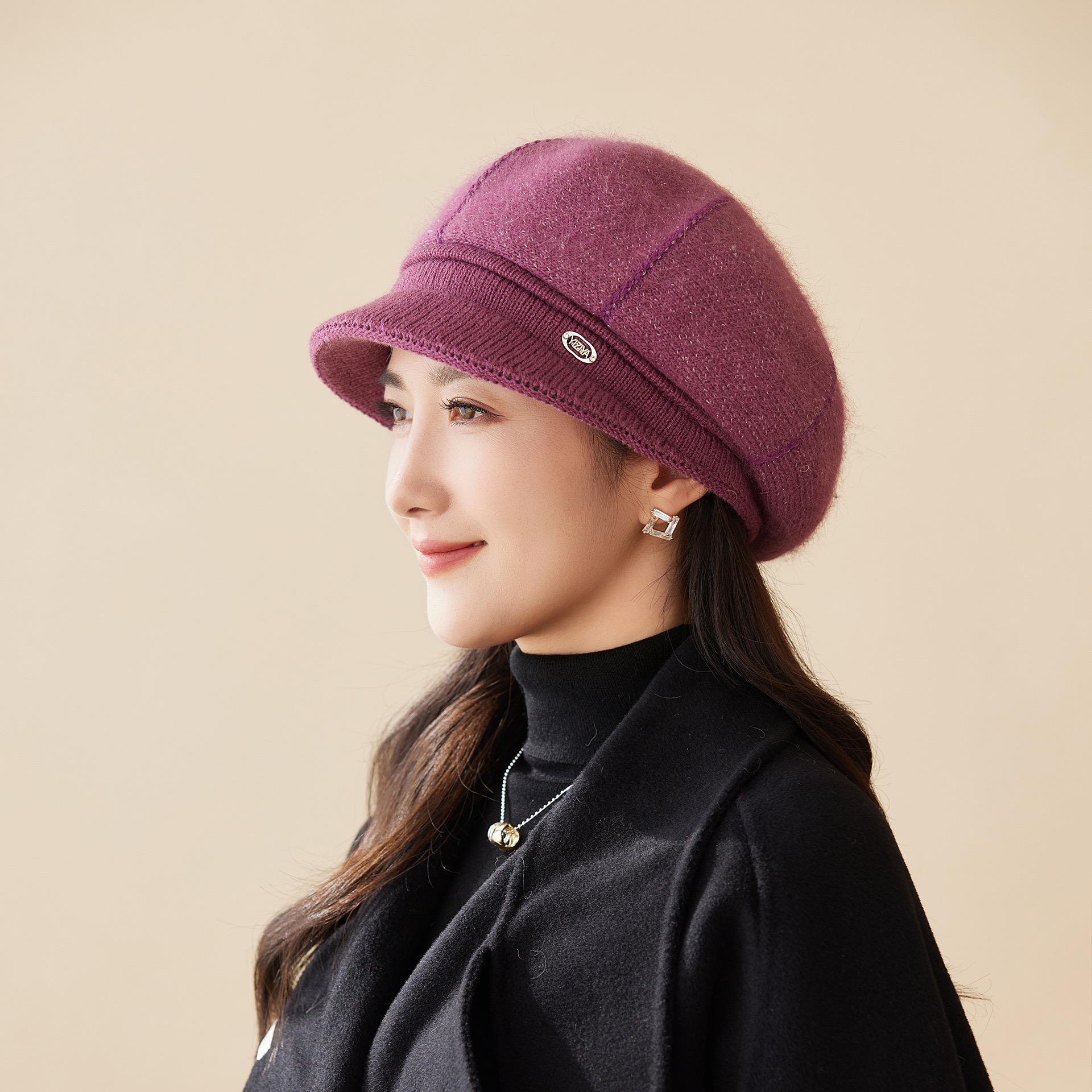 秋冬季帽子女中老年人妈妈加绒厚保暖鸭舌帽针织毛线帽防寒奶奶帽 - 图2