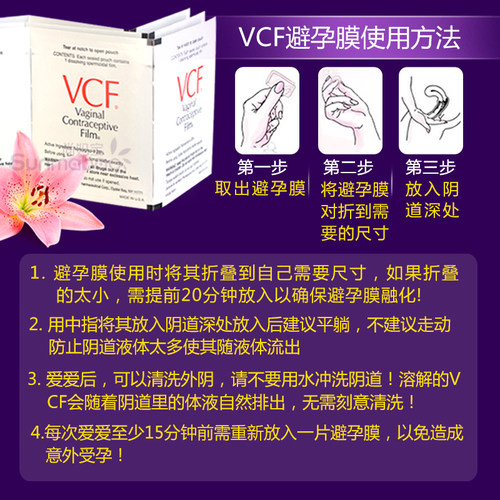 现货 美国正品授权 VCF 9片装*3盒  女士专用避孕膜 隐形避孕膜 - 图2