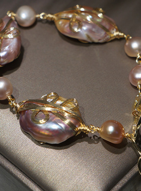 轻奢法式复古流苏异形淡水珍珠