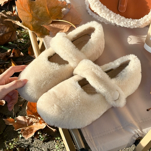 Степень лесная овчина, меховая, плоская плоская цветочная и бархатная обувь Мао субсида зимняя зимняя туфли хлопчатобумажные туфли носить одиночные туфли