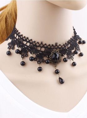 项链女百搭锁骨链choker颈链蕾丝短款哥特项链民族风饰品配饰