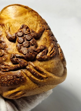 精品纯手工竹根雕把件摆件手把件削钉金蟾呱呱