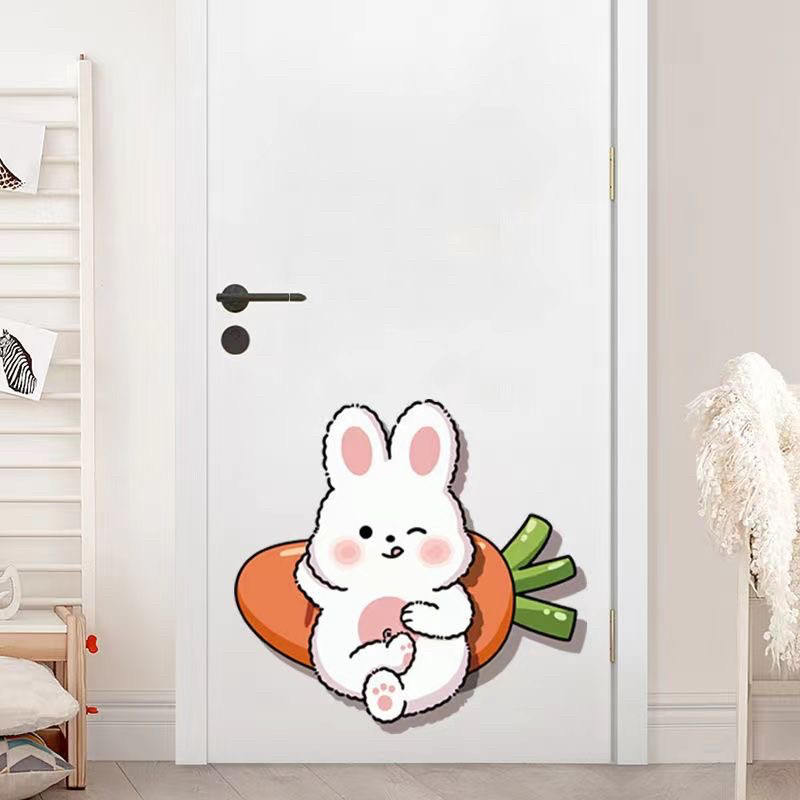 兔年装饰贴纸可爱卡通兔子门贴纸遮丑补洞冰箱柜子墙贴画创意自粘,淘宝优惠券,粉丝福利购,淘宝优惠卷