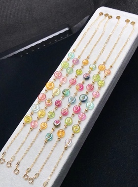 珠宝18k金糖果色红黄绿碧玺手链