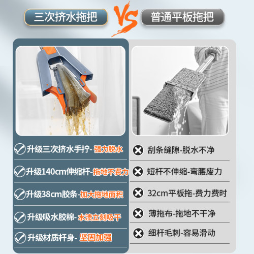 汉世刘家海绵拖把头免手洗2026新款家用胶棉吸水一拖净地拖布大号 - 图0