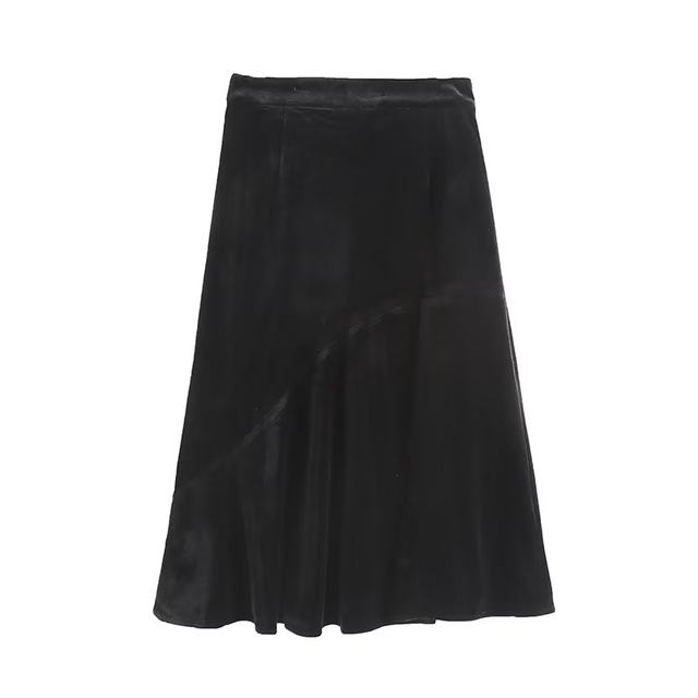 Mermaid velvet skirt high waist skirt draped midi skirt