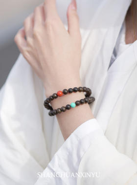 天然文莱手串双圈檀香木质佛珠