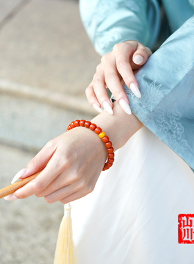 南红手串女五行补火土手链喜火