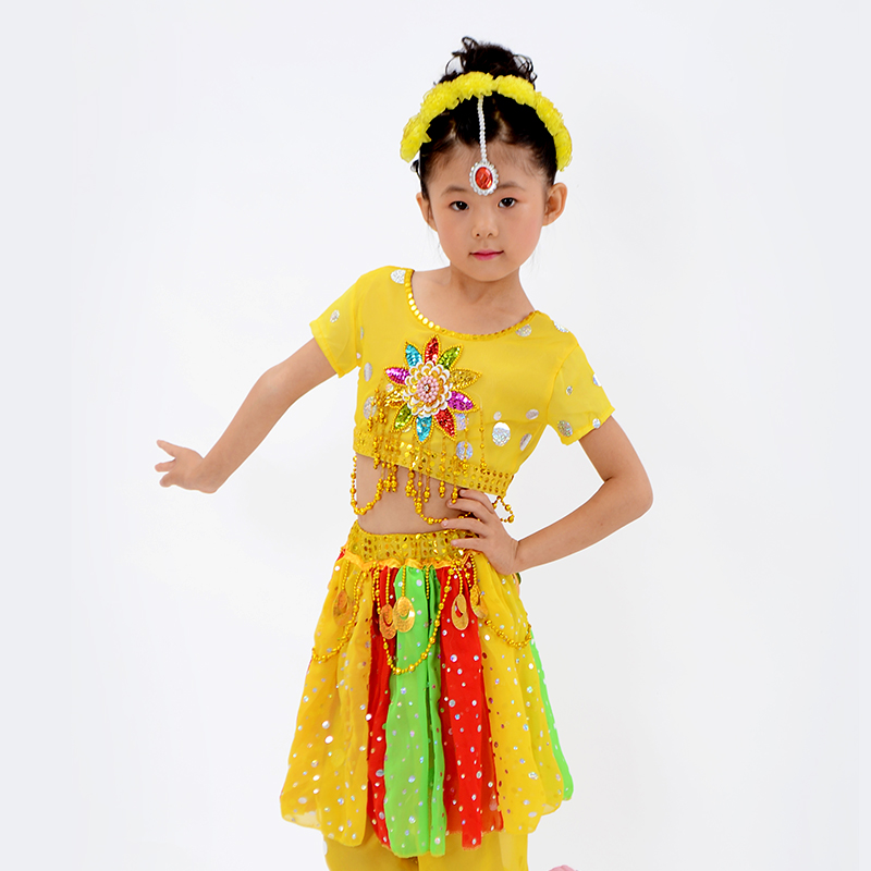 新款六一儿童民族舞蹈服饰新疆肚皮舞蹈服装少儿印度舞演出服套装