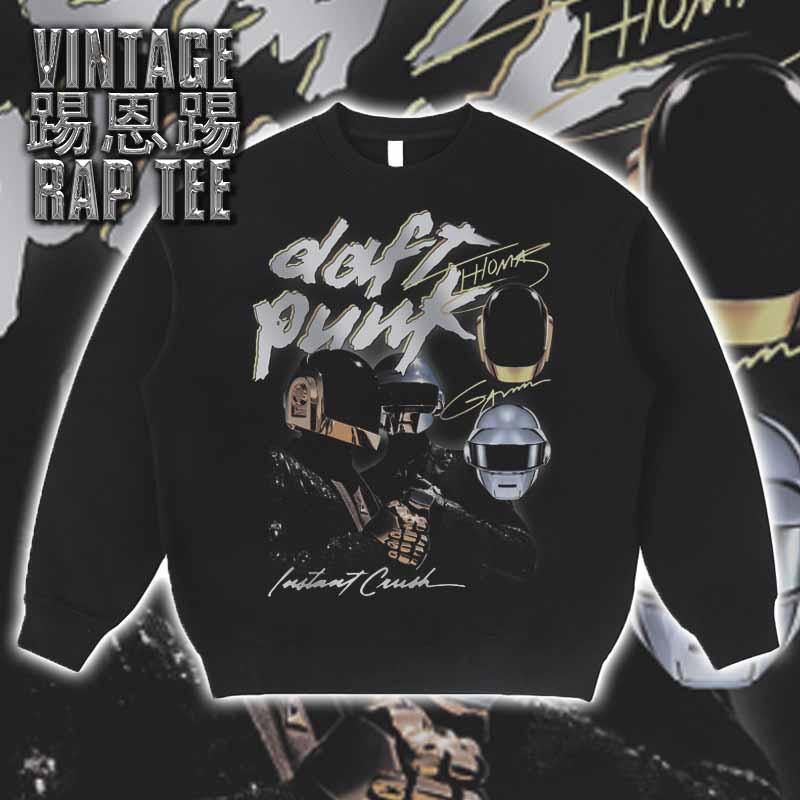 Daft Punk Vintage Tee *61蠢朋克圆领印花嘻哈复古长袖T恤短袖 - 图1