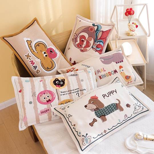 Pure cotton gauze thickened children's pillowcase baby pillowcase